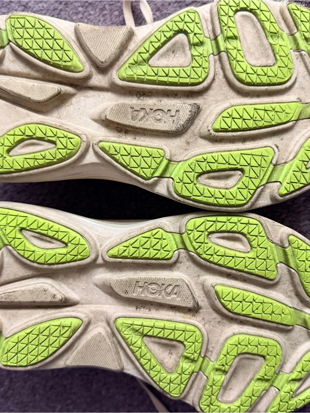 HOKA One One Peach and Blue Logo Running Shoes